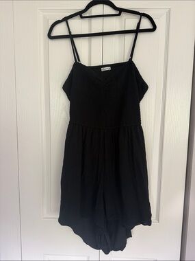 Hollister Black Smocked Spaghetti Strap Romper